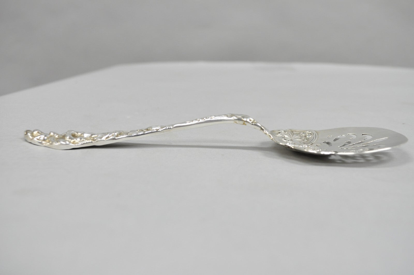 Antique Art Nouveau Sterling Silver Tomato Server with Floral Repousse