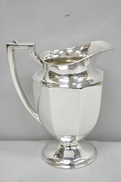 Vintage Art Deco Silver Plated Octagonal Faceted Water Pitcher by Homan Plate