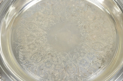 Old English by Poole 5017 Round 12" Silver Plated Platter Dish w/ Glass Insert