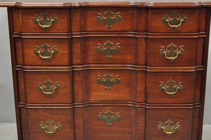 Vintage Chippendale Style Solid Mahogany Block Front Bachelor Chest of Drawers