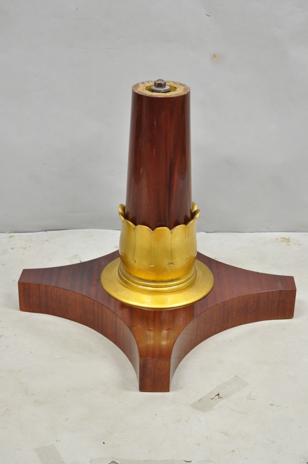 Vintage French Regency Style Mahogany & Gold Gilt Plume Table Pedestal Base (B)