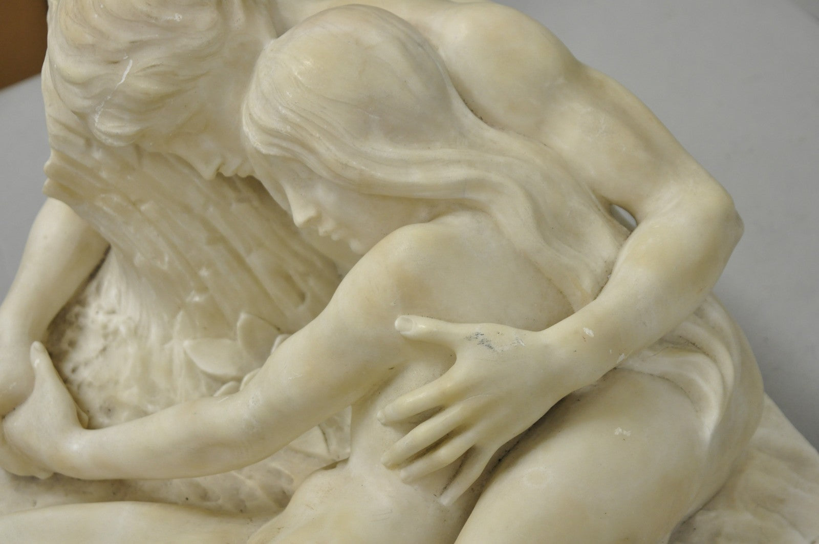 Stephan Abel Sinding (1846-1922) "Lovers Couple" Alabaster Marble Sculpture