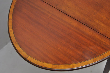 Antique Federal Mahogany Satinwood Inlay Narrow Dropleaf Pembroke Side Table