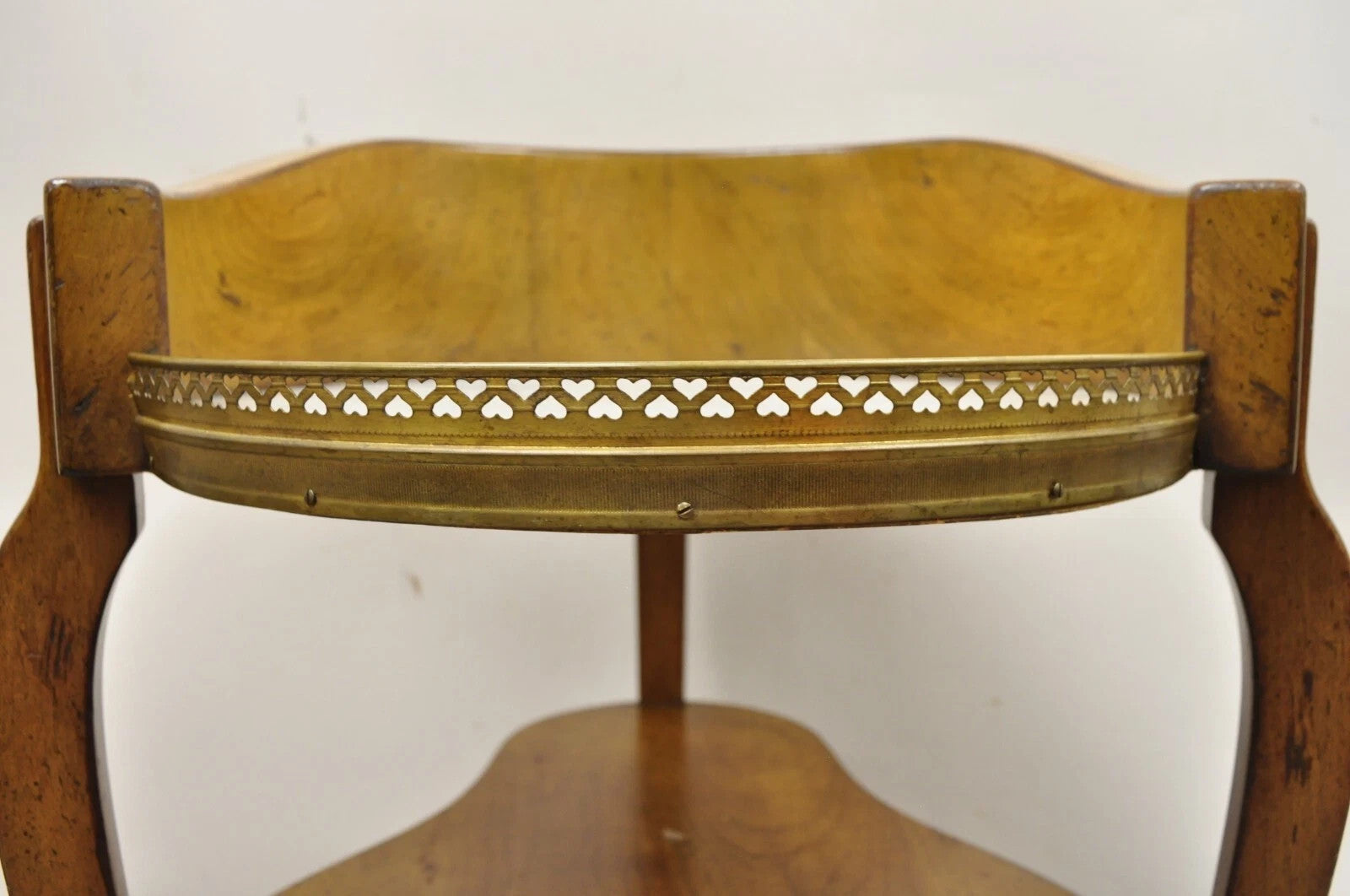 French Country Provincial Biedermeier Cherry Marble Side Table Ice Bucket Holder