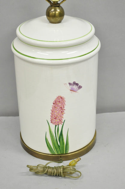 Paul Hanson French Country Porcelain Jardiniere Butterfly & Flower Table Lamp
