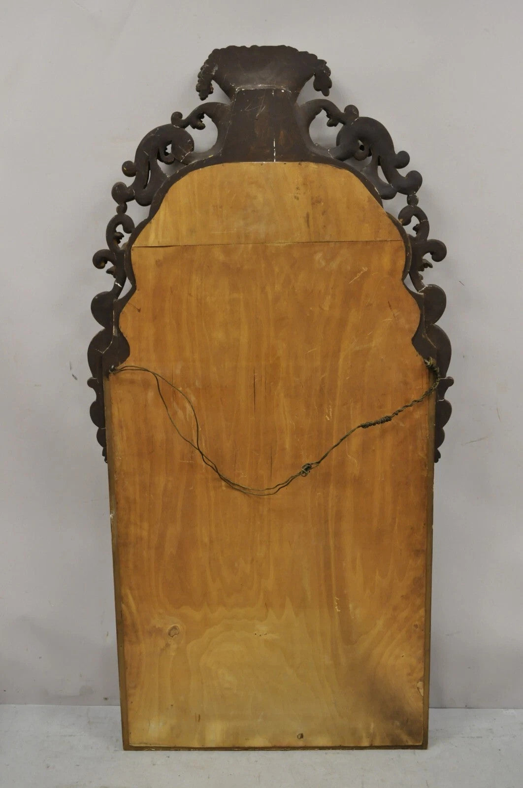 Antique French Rococo Gold Giltwood 65" Harvest Carved Fruit Basket Wall Mirror