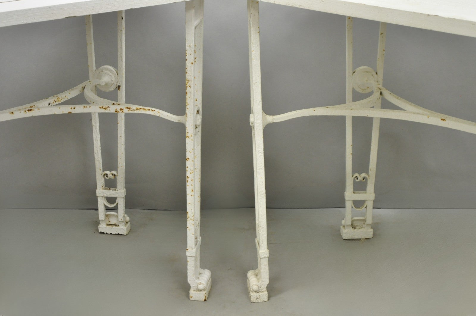 Antique Gothic Renaissance Wrought Iron Stretcher Base Potting Side Table (A)