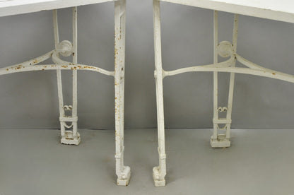 Antique Gothic Renaissance Wrought Iron Stretcher Base Potting Side Table (A)