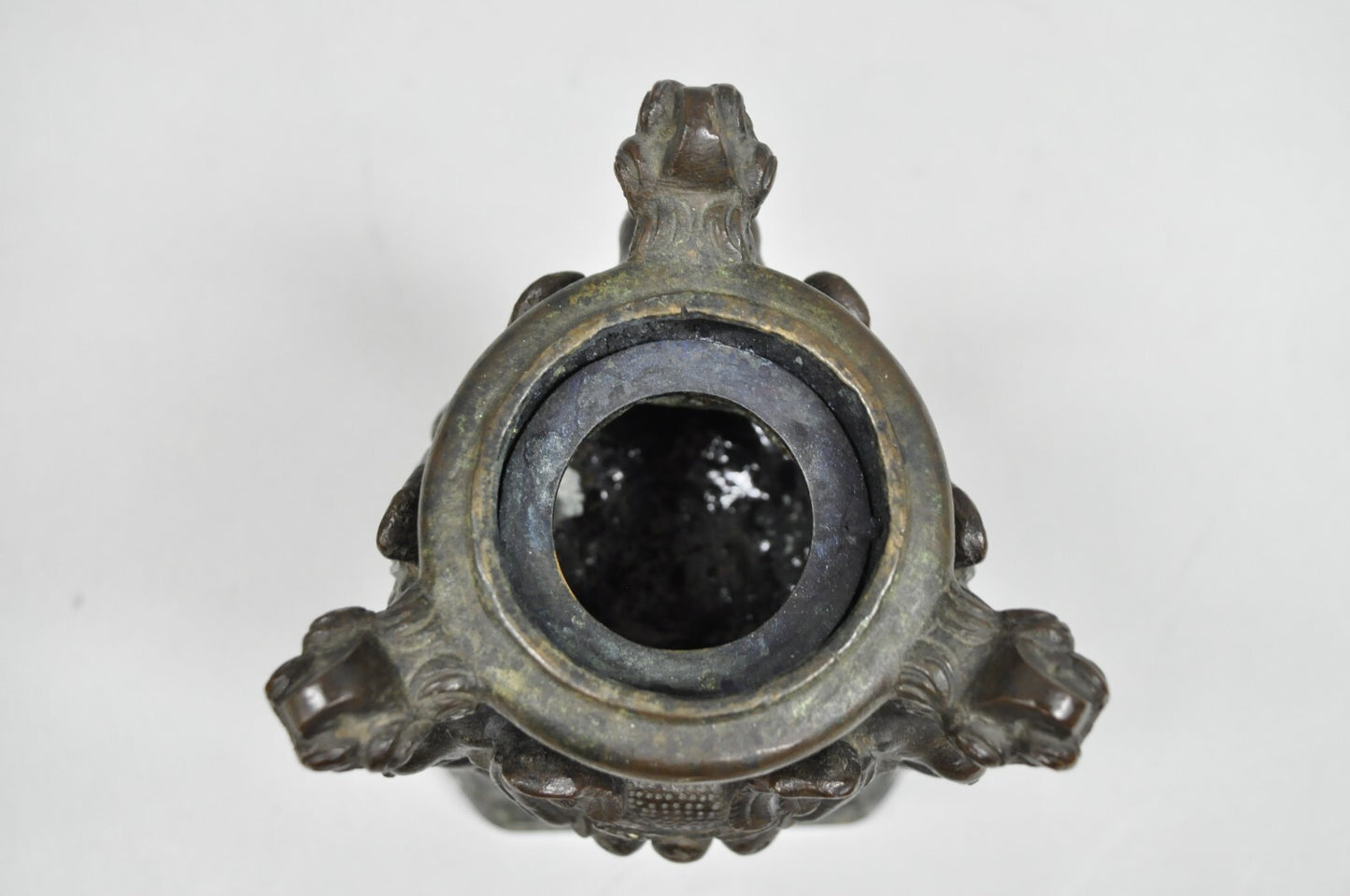 Antique Italian Renaissance Bronze Covered Figural Inkwell on Marble Base