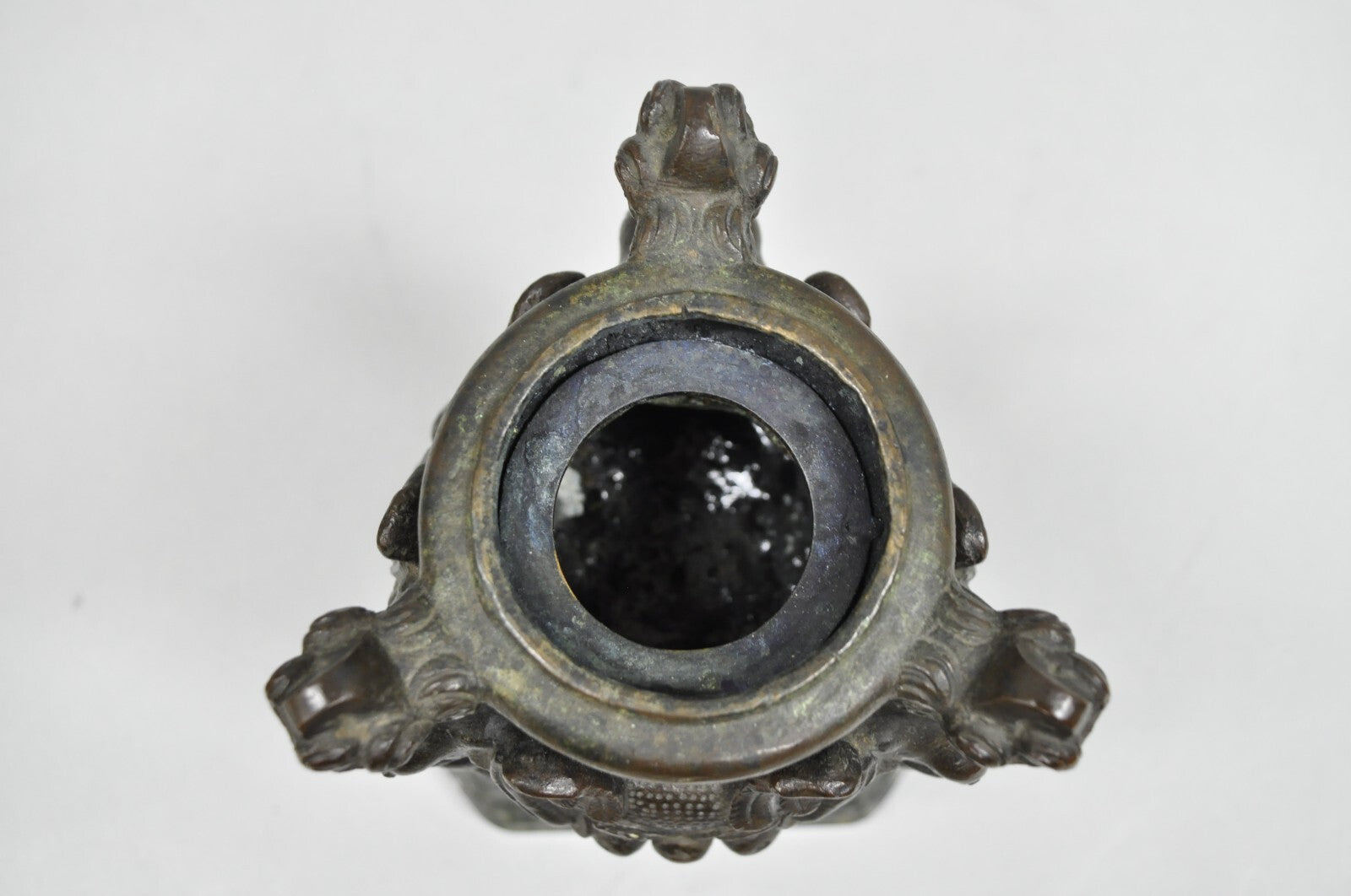 Antique Italian Renaissance Bronze Covered Figural Inkwell on Marble Base