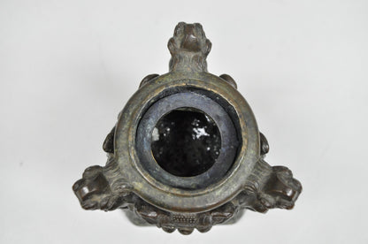 Antique Italian Renaissance Bronze Covered Figural Inkwell on Marble Base