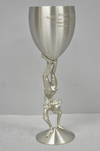 Vintage Royal Order of Jesters Figural Pewter Metal Award Goblet Chalice