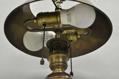 Vintage French Empire Burnished Brass Small Bouillotte Black Column Table Lamp