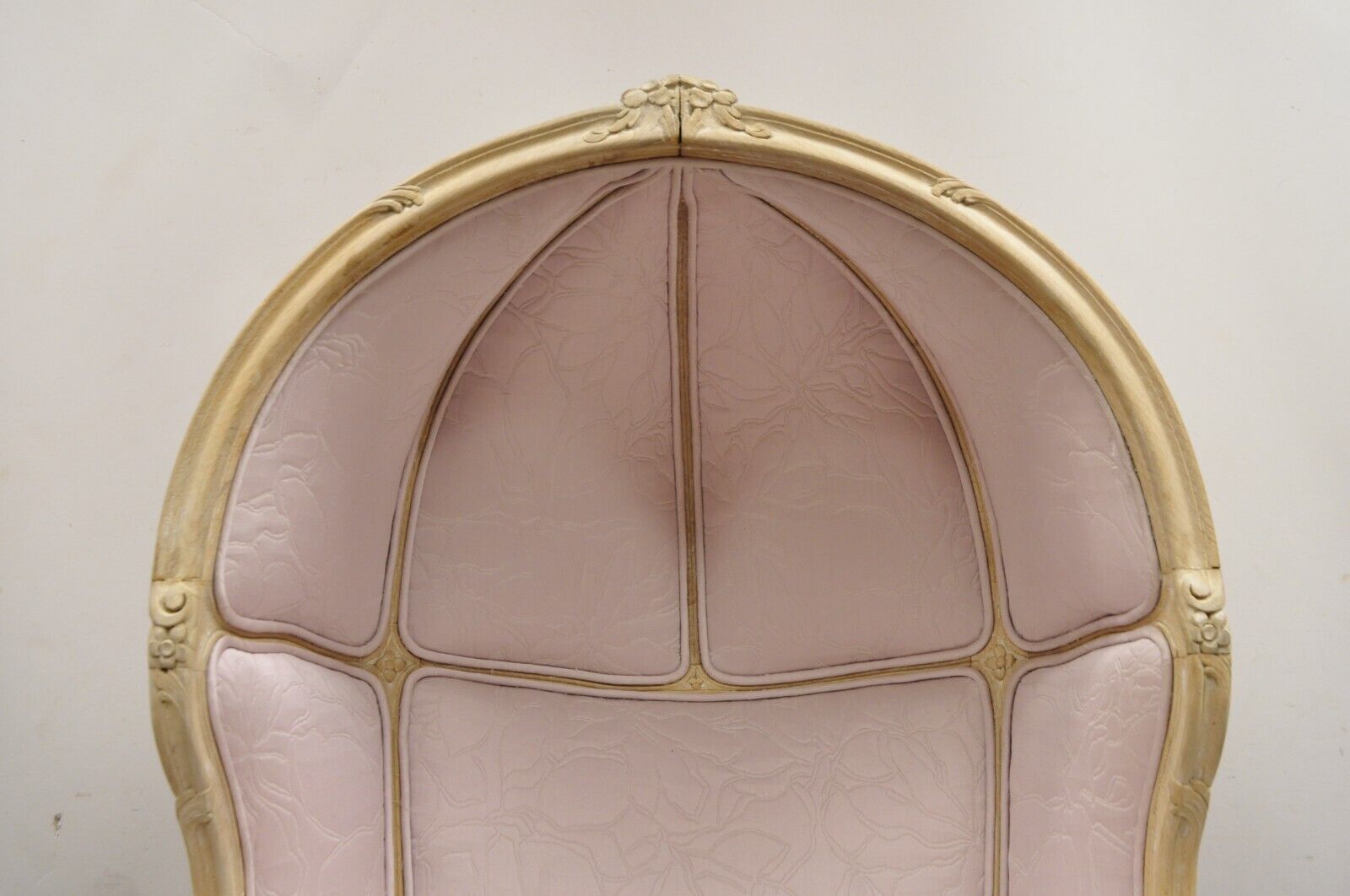 Vintage Hollywood Regency Pink Hooded Dome Porter Canopy Balloon Chair