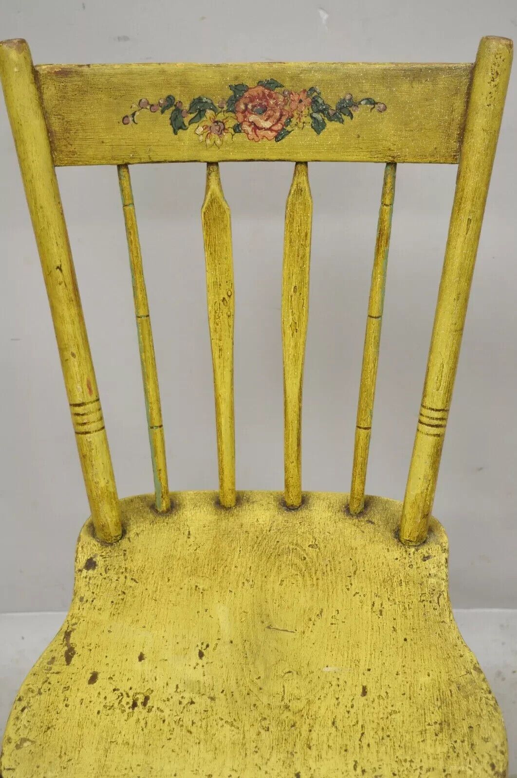 Frederick Loeser & Co Yellow American Primitive Hitchcock Painted Side Chair (B)