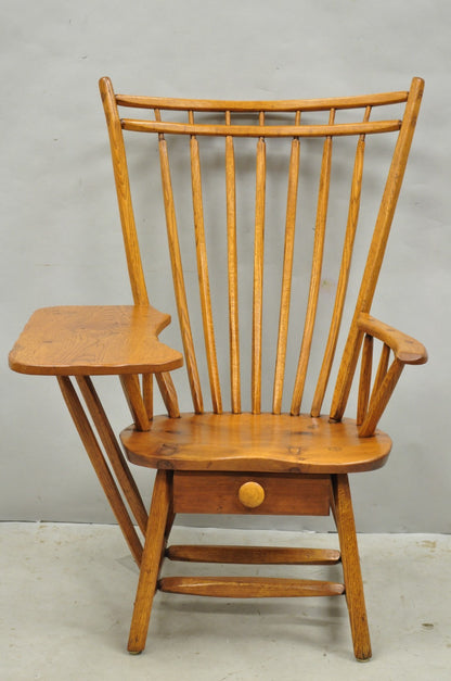 Vintage Hunt Country Furniture Pine Wood Writing Desk Windsor Chair w/ Drawer