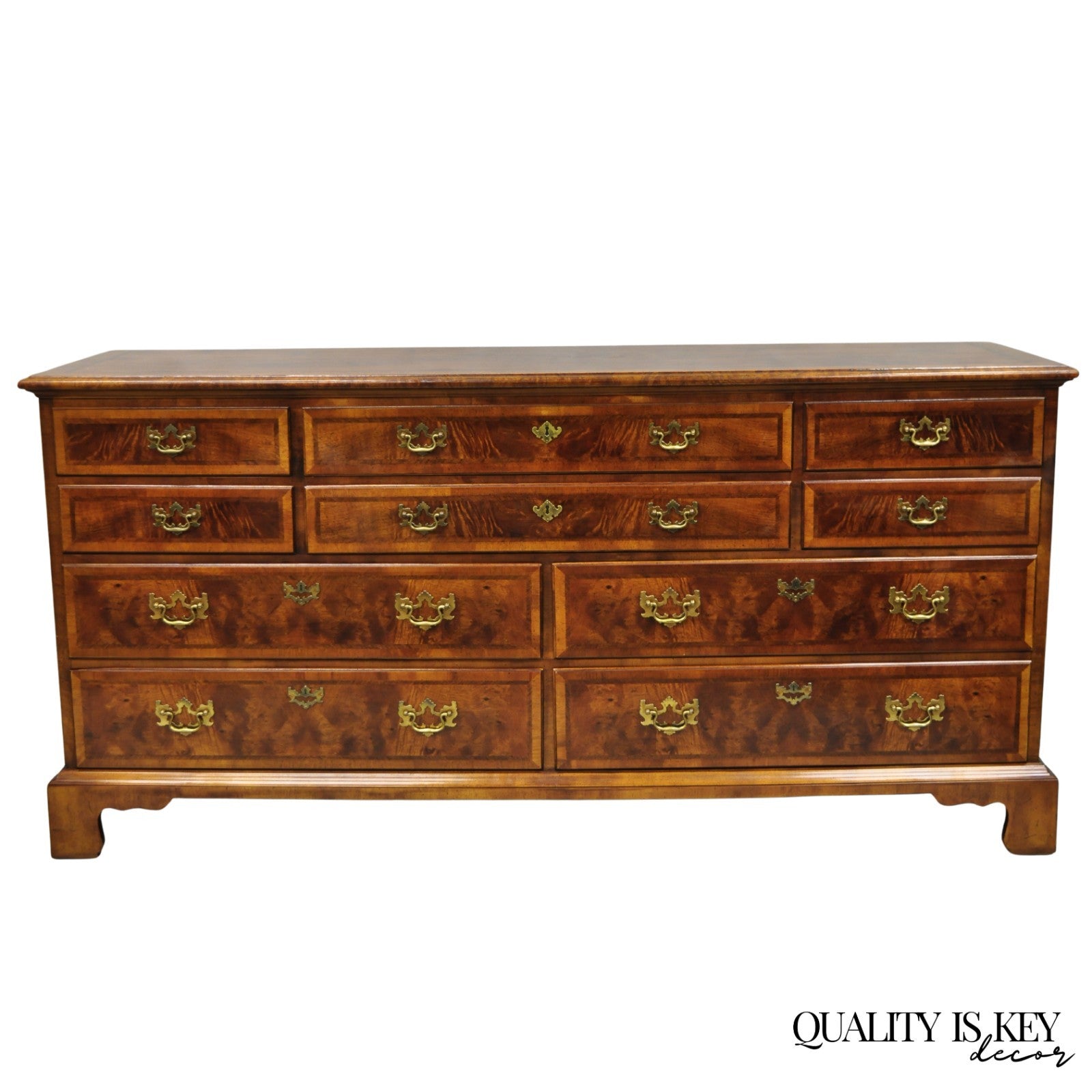 Henredon Aston Court Burl Wood Georgian Style Mahogany Long Dresser Credenza
