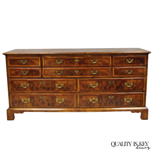 Henredon Aston Court Burl Wood Georgian Style Mahogany Long Dresser Credenza