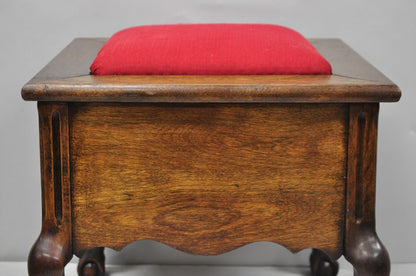Antique Flip Top Georgian Chippendale Style Mahogany Shoe Shine Box Footstool