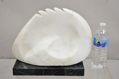 Sheryl C. Benjamin Carved Marble Abstract Modernist Sculpture on Marble Base