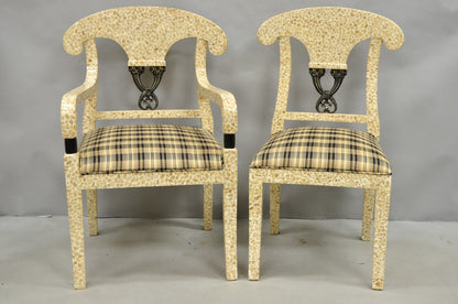 Enrique Garcel Tessellated Stone Inlay Regency Style Dining Chairs - Set of 6