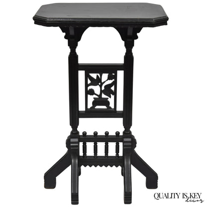 Antique Victorian Aesthetic Movement Black Ebonized 34" Plant Stand Side Table
