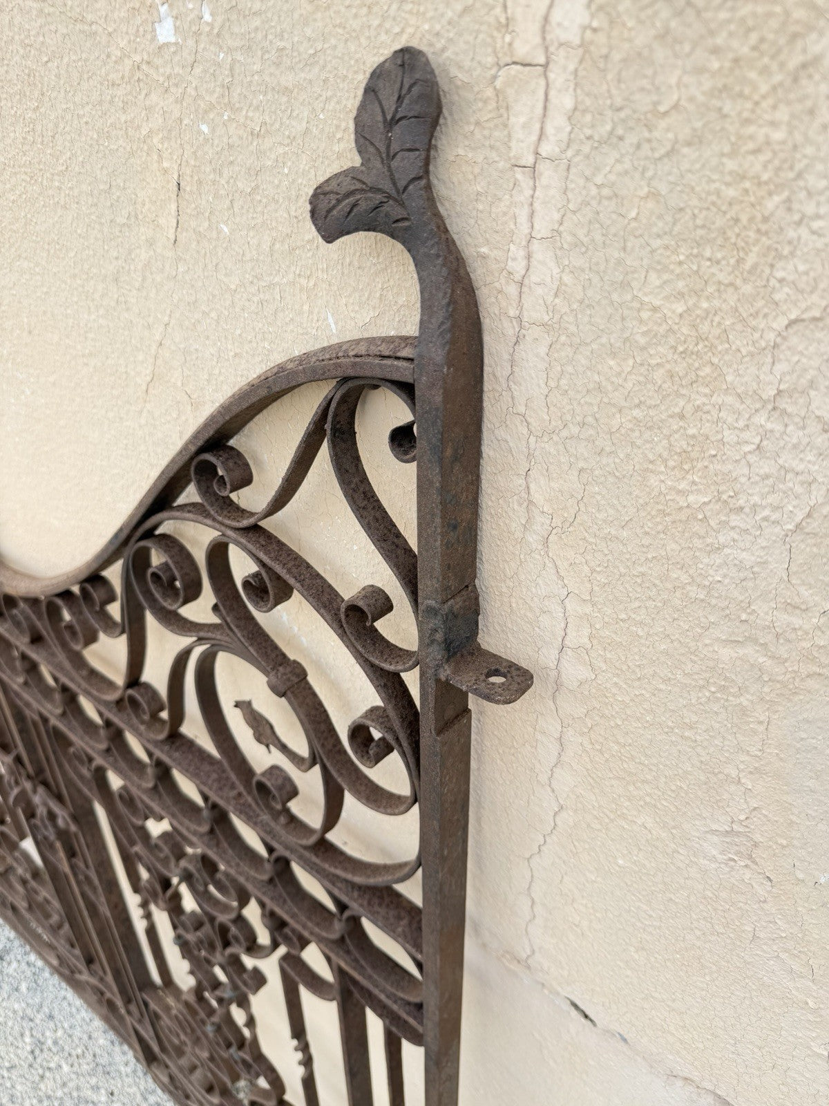 Antique Spanish Renaissance Scrolling Wrought Iron 57 x 47 Garden Entry Gate Set