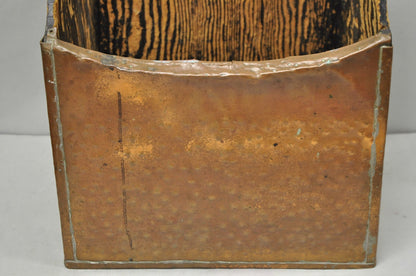 Antique French Country Primitive Copper & Wood Black Grain Painted Grain Bin