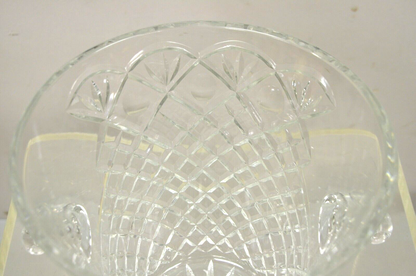 Vintage Heavy Diamond Cut Lead Crystal Glass Ice Bucket - Etched