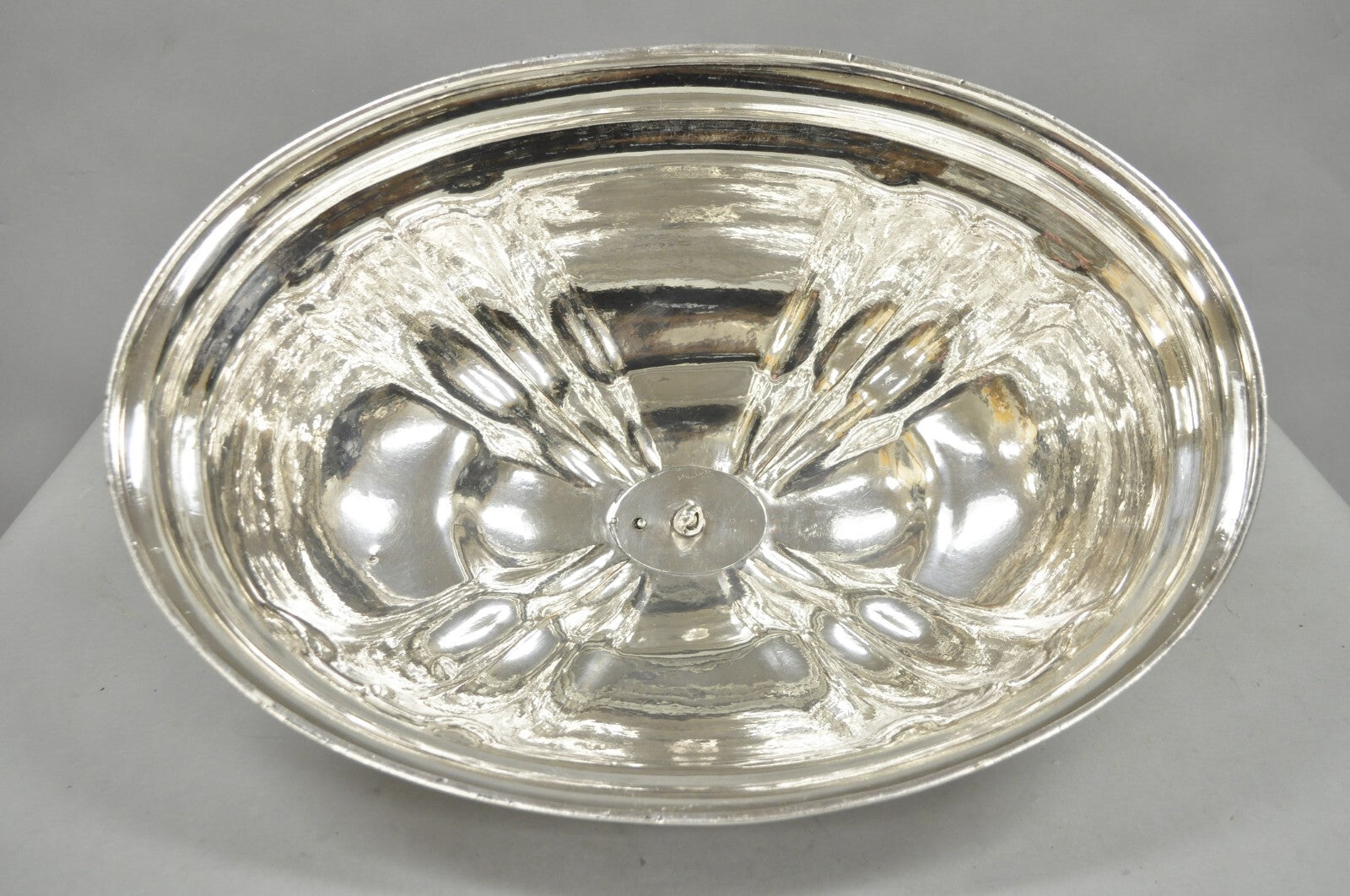 Antique English Victorian Large Silver Plated Scalloped Meat Serving Dome Cover