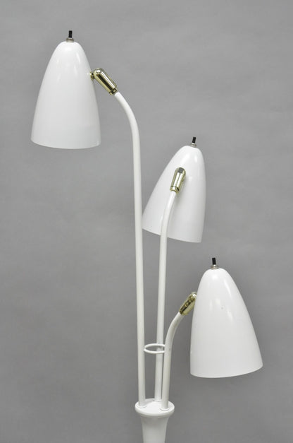 Gerald Thurston for Lightolier Mid Century Modern White Metal Pole Floor Lamp