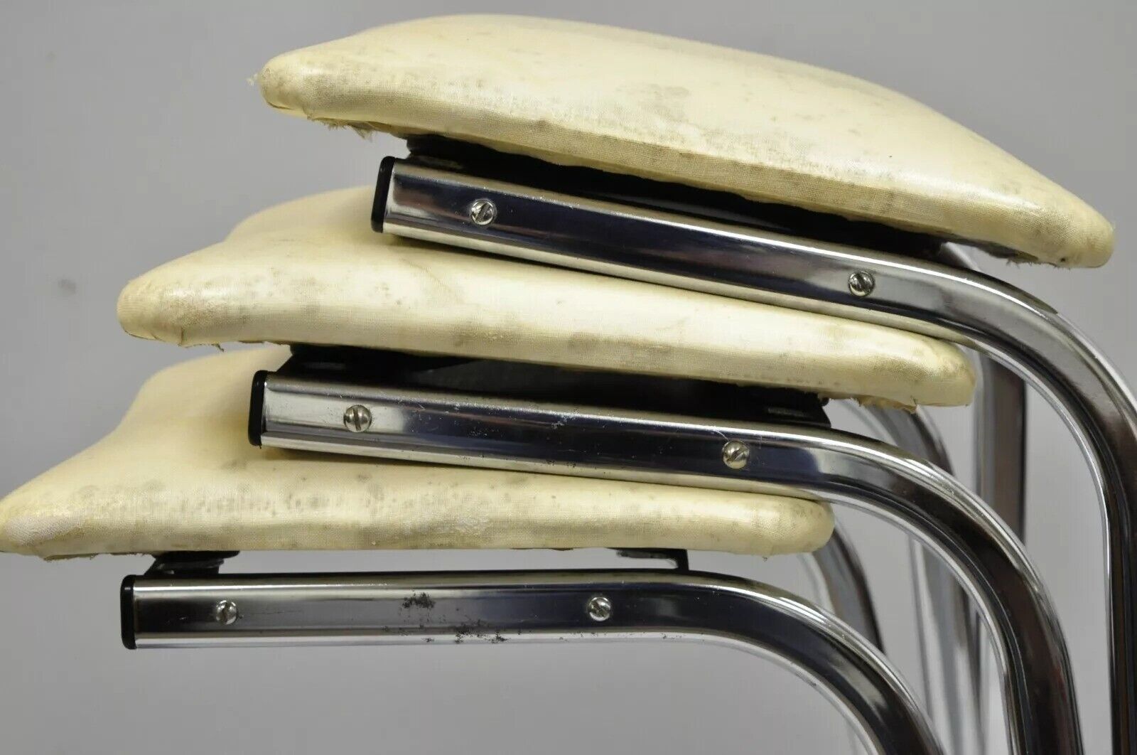 Vintage John Behringer Stendig Chrome Modern Prometheus Bar Stools - Set of 3