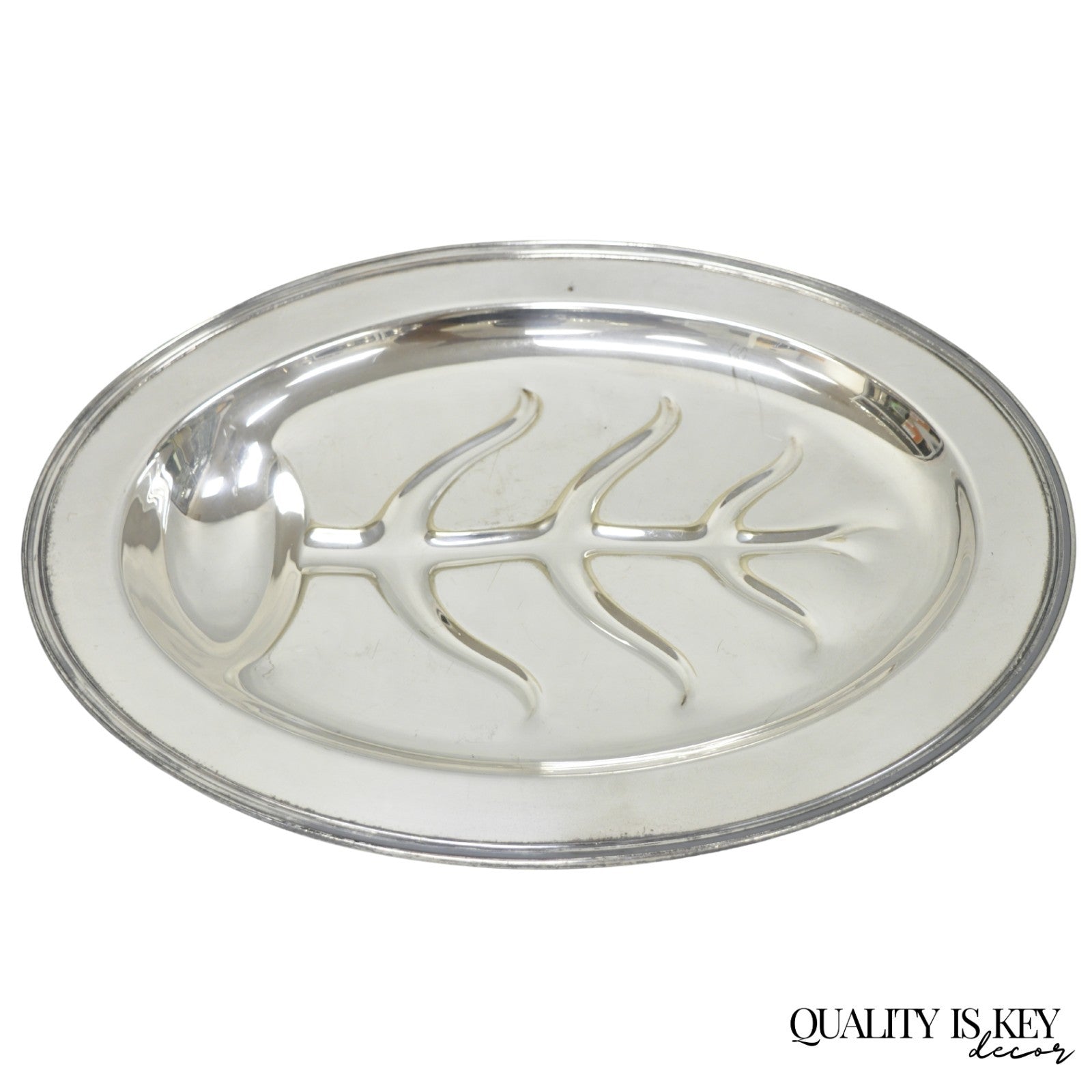 Vintage Crescent Regency Style Silver Plated Oval Cutlery Serving Platter Tray