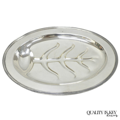 Vintage Crescent Regency Style Silver Plated Oval Cutlery Serving Platter Tray