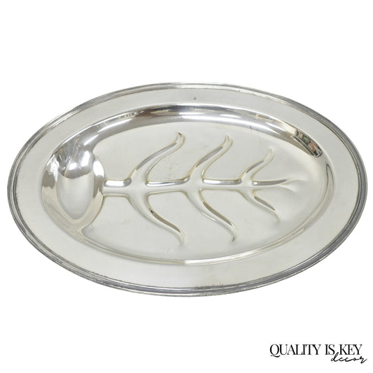Vintage Crescent Regency Style Silver Plated Oval Cutlery Serving Platter Tray