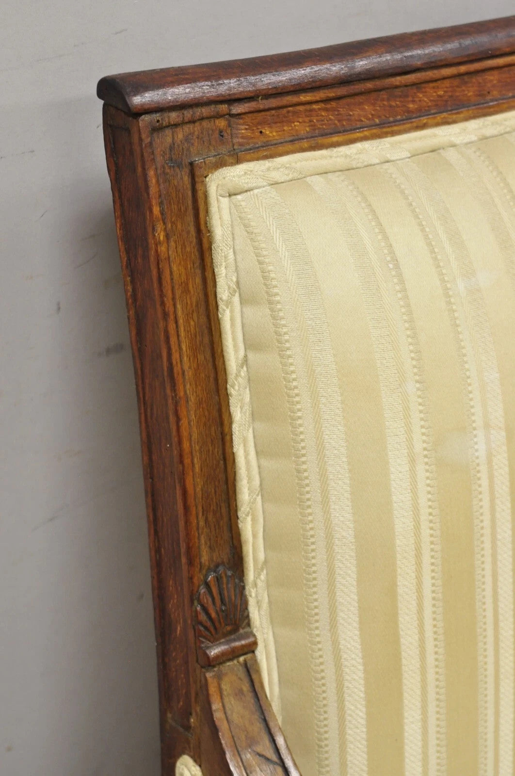 19th C. French Louis XVI Neoclassical Style Walnut Bergere Club Lounge Arm Chair