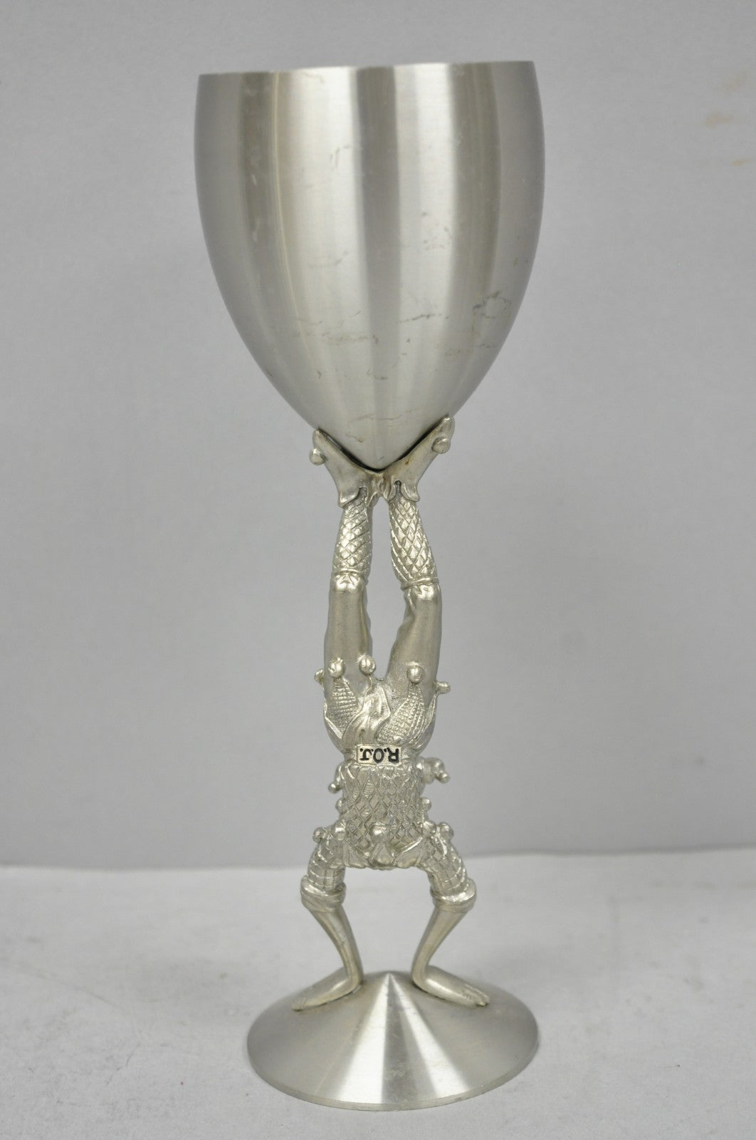 Vintage Royal Order of Jesters Figural Pewter Metal Award Goblet Chalice