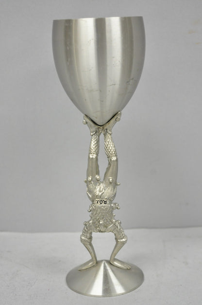 Vintage Royal Order of Jesters Figural Pewter Metal Award Goblet Chalice