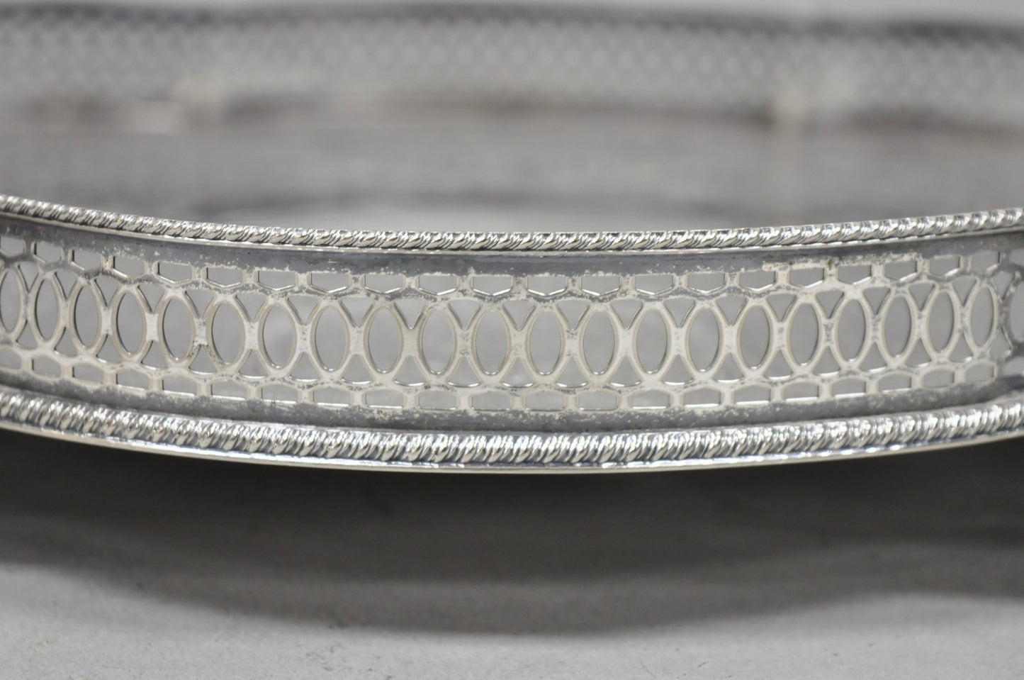 Sheffield England Chippendale Silver Plated Scalloped Serving Platter Bar Tray