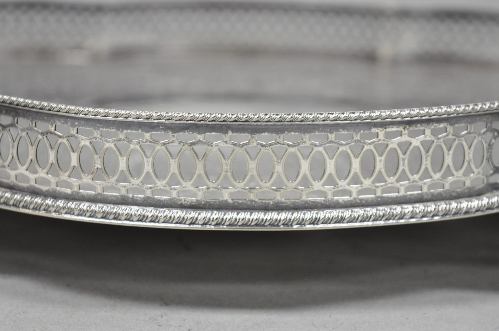 Sheffield England Chippendale Silver Plated Scalloped Serving Platter Bar Tray