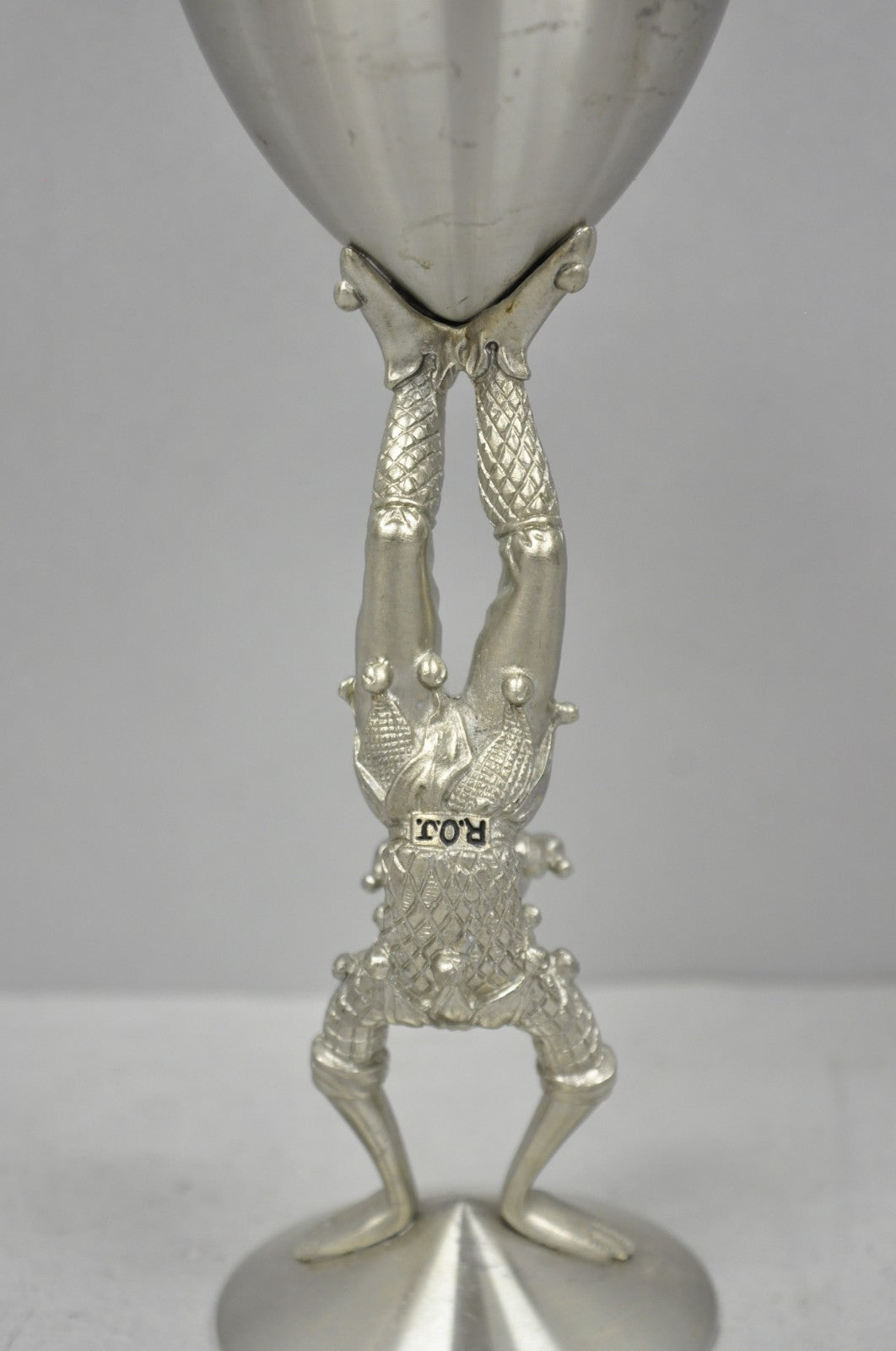 Vintage Royal Order of Jesters Figural Pewter Metal Award Goblet Chalice