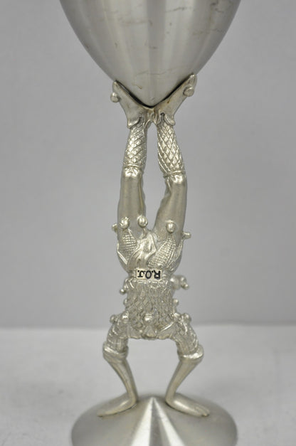 Vintage Royal Order of Jesters Figural Pewter Metal Award Goblet Chalice