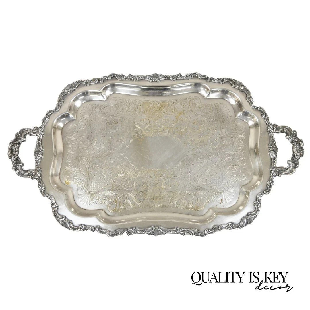Vintage Community Ascot Sheffield Large Victorian Silver Plated Platter Bar Tray