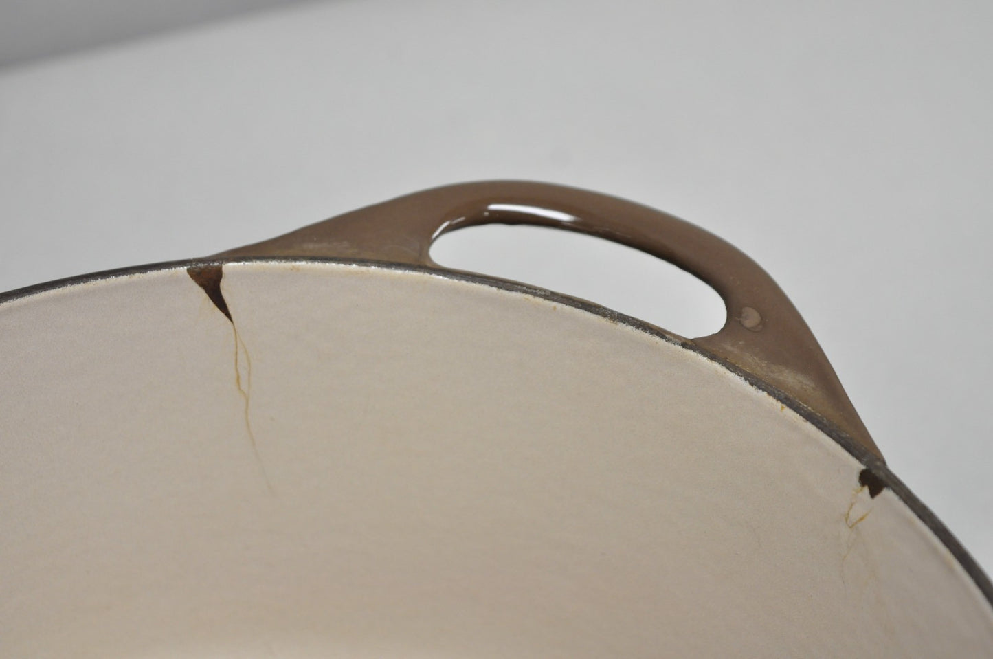 Vintage Cousances France Enameled Cast Iron Dutch Oven Pot Chocolate Brown # 22