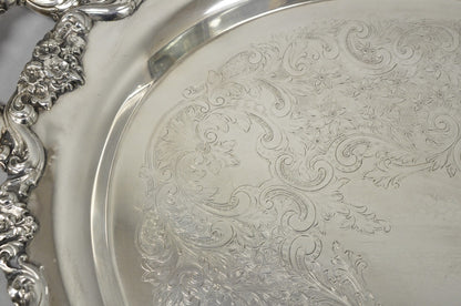 Vintage Poole 400 Lancaster Rose Oval Silver Plated Bar Serving Platter Tray