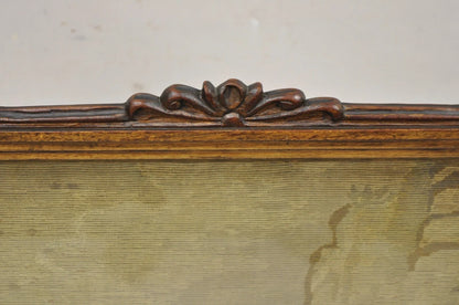 Antique French Victorian Carved Walnut and Needlepoint Fireplace Screen
