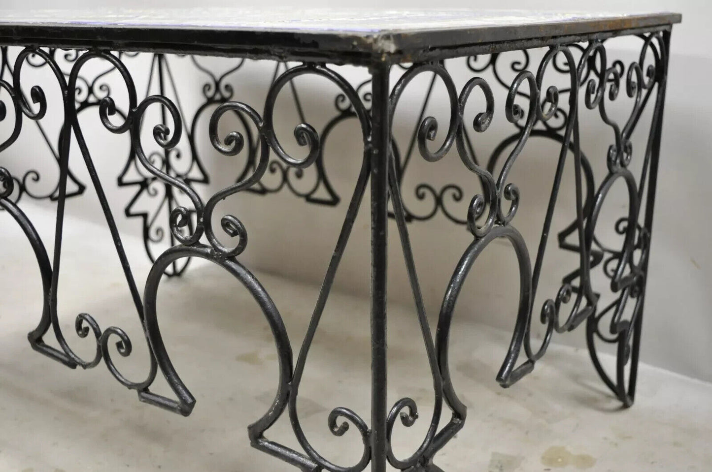 Arts & Crafts Ceramic California Tile Wrought Iron Coffee Table attr. Catalina