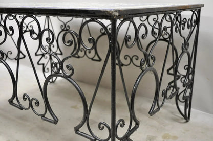 Arts & Crafts Ceramic California Tile Wrought Iron Coffee Table attr. Catalina