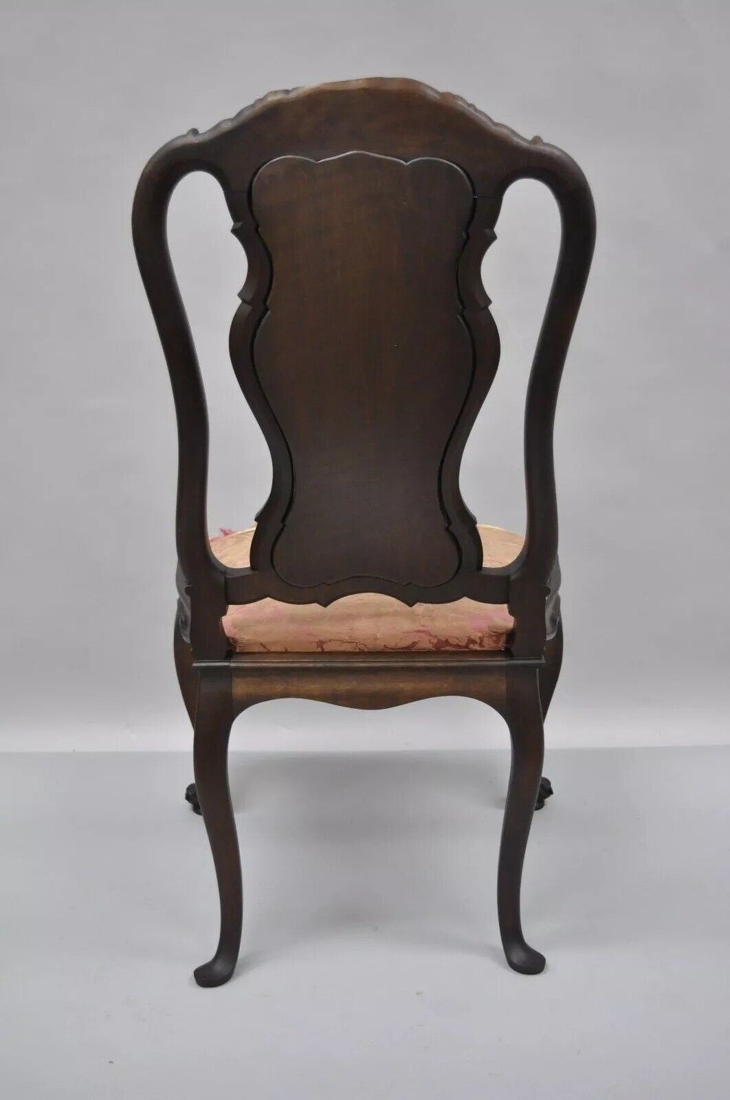 Antique Italian Baroque Carved Walnut Dining Chair French Style w/ Finished Back