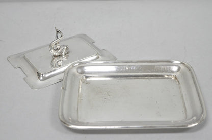 Antique English Regency Silver Plated Serpent Dolphin Desk Dish Note Holder